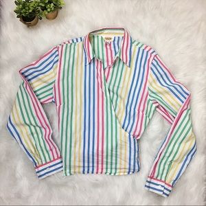 Talbots Petite Wrap Shirt Striped 8 Collared EUC